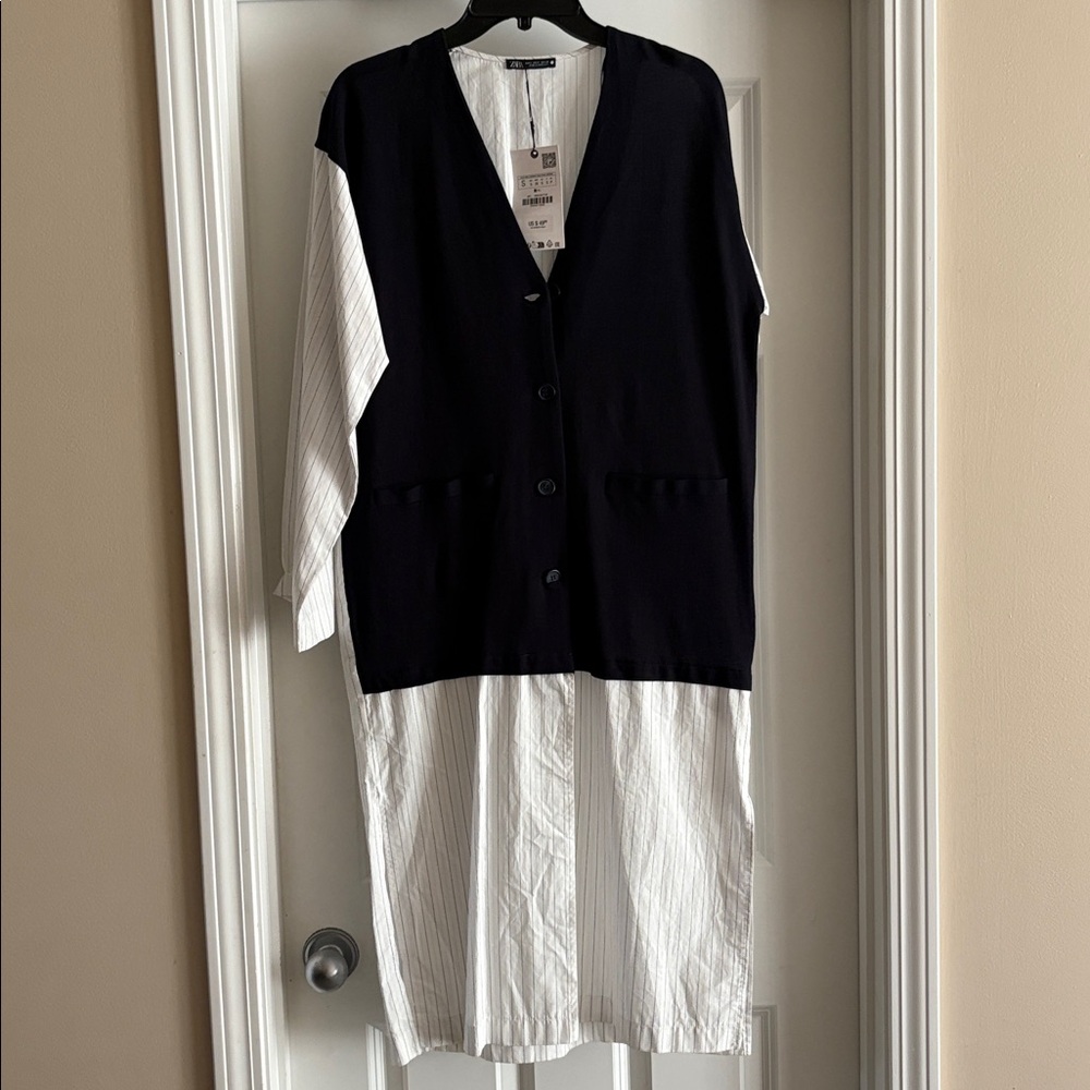 Zara mixed poplin Tunic/ Dress/ Jacket size Small NWT - Picture 5 of 13